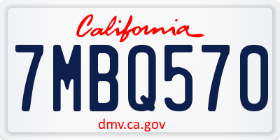 CA license plate 7MBQ570