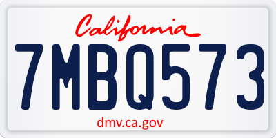 CA license plate 7MBQ573