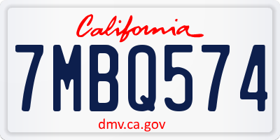 CA license plate 7MBQ574
