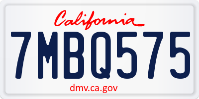 CA license plate 7MBQ575