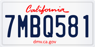 CA license plate 7MBQ581