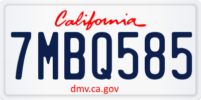 CA license plate 7MBQ585