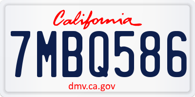 CA license plate 7MBQ586