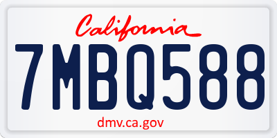 CA license plate 7MBQ588