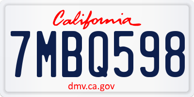 CA license plate 7MBQ598