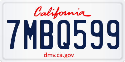 CA license plate 7MBQ599