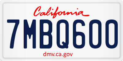 CA license plate 7MBQ600