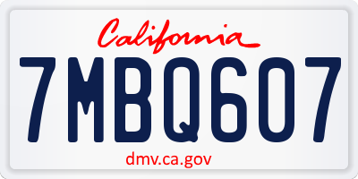 CA license plate 7MBQ607