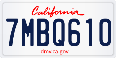 CA license plate 7MBQ610
