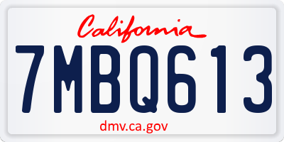 CA license plate 7MBQ613