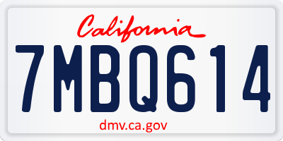 CA license plate 7MBQ614