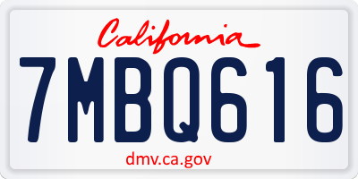 CA license plate 7MBQ616