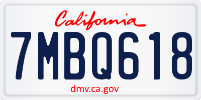 CA license plate 7MBQ618
