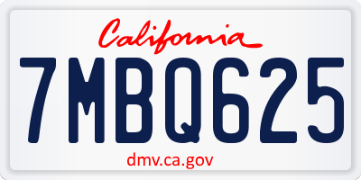 CA license plate 7MBQ625