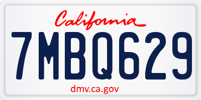 CA license plate 7MBQ629