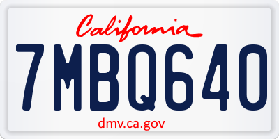 CA license plate 7MBQ640