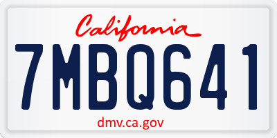 CA license plate 7MBQ641