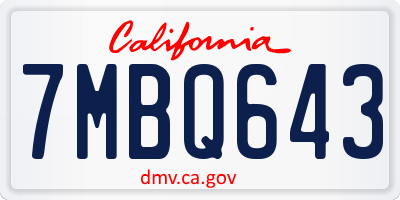 CA license plate 7MBQ643