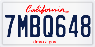 CA license plate 7MBQ648