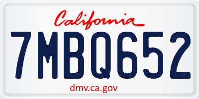 CA license plate 7MBQ652