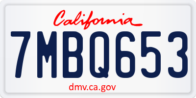CA license plate 7MBQ653