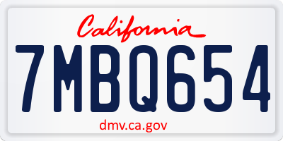 CA license plate 7MBQ654