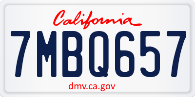 CA license plate 7MBQ657