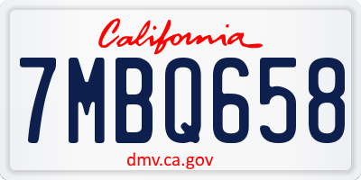 CA license plate 7MBQ658