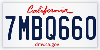 CA license plate 7MBQ660