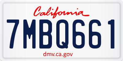 CA license plate 7MBQ661