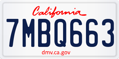 CA license plate 7MBQ663