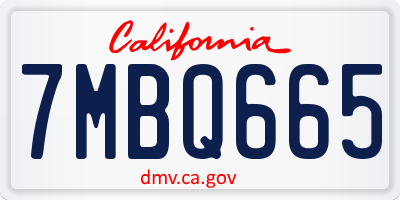 CA license plate 7MBQ665