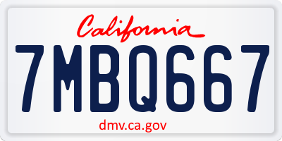 CA license plate 7MBQ667