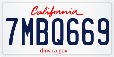 CA license plate 7MBQ669