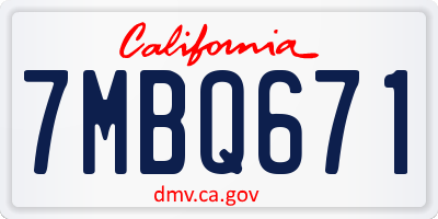 CA license plate 7MBQ671
