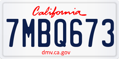 CA license plate 7MBQ673