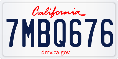 CA license plate 7MBQ676