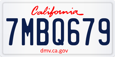 CA license plate 7MBQ679
