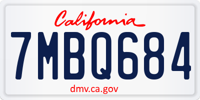 CA license plate 7MBQ684
