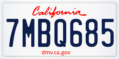 CA license plate 7MBQ685