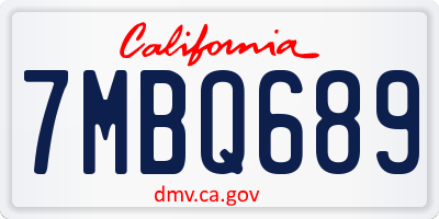 CA license plate 7MBQ689