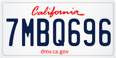 CA license plate 7MBQ696