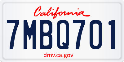 CA license plate 7MBQ701