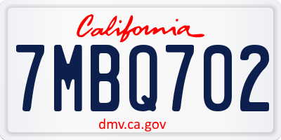CA license plate 7MBQ702