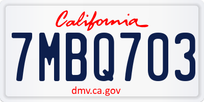 CA license plate 7MBQ703