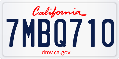 CA license plate 7MBQ710