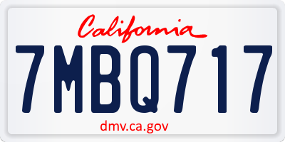 CA license plate 7MBQ717