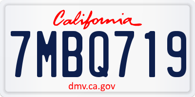 CA license plate 7MBQ719