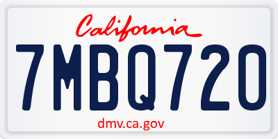 CA license plate 7MBQ720