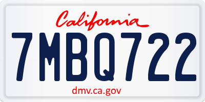 CA license plate 7MBQ722